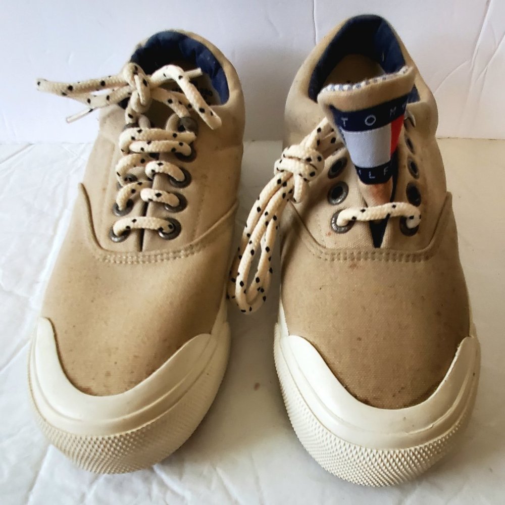 Tommy Hilfiger Tan Tistressed Canvas Logo Shoes